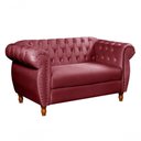 Ver imagem 2 de Sofá Nobreza 2 Lugares 153cm Bordô Veludo Fixo Encosto Capitonê Bella Decor