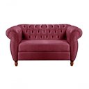 Ver imagem 1 de Sofá Nobreza 2 Lugares 153cm Bordô Veludo Fixo Encosto Capitonê Bella Decor