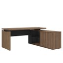 Ver imagem 1 de Mesa para Escritório Diretor com Porta de Correr e Nichos Nogal/Preto