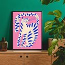 Ver imagem 2 de Quadro Decorativo Abstrato Gato rosa 33x24cm:madeira Branca