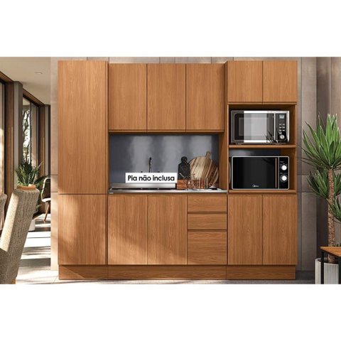 Cozinha Modulada Kappesberg Ciela Ciela 4 Peças (1aéreo+1balcão+2paneleiros) C4p81 Canela -