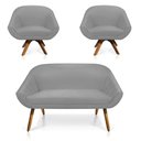 Ver imagem 1 de Kit 01 Namoradeira 02 Lugares e 02 Poltronas Giratória Giovana Suede Base Madeira MM30 - D’Rossi - C