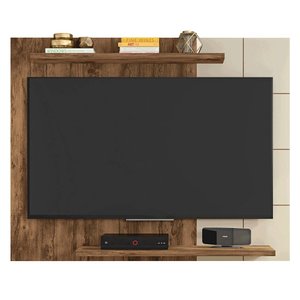 Painel para Tv até 58 Polegadas 2 Prateleiras Cross Jatobá/off White - Caemmun