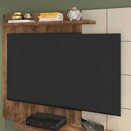 Painel para Tv até 58 Polegadas 2 Prateleiras Cross Jatobá/off White - Caemmun - 3