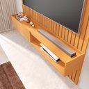 Ver imagem 5 de Painel Ripado para TV até 75 Polegadas MDF 187cmx219cm Nicho e Prateleira com Led Vitoria Regia YesCasa Marrom Nature