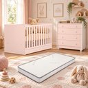 Ver imagem 1 de Kit Quarto de Bebê Doce Sonho com Berço Mini Cama Cômoda com Trocador e Colchão D18 130x70 Movellu