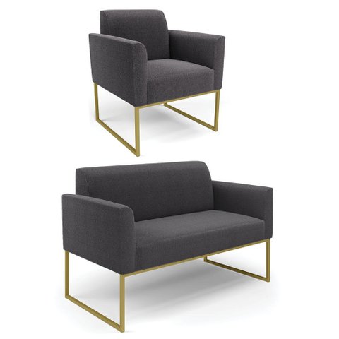 Namoradeira e Poltrona Industrial Dourado Marisa Bouclê D03 - D’Rossi
