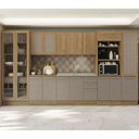 Ver imagem 1 de Armário de Cozinha Modulada Completa 08 Peças 4,00m Botanic Kappesberg - Nogueira/fendi