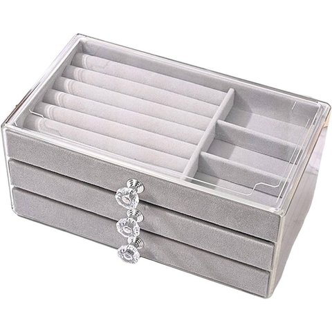 Caixa em Acrílico Organizador de Maquiagem/joias 3 Gavetas