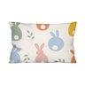 Capa de Almofada Decorativa com Coelhos Coloridos para Páscoa 100% Algodão para Sofá- 30x50cm - 1