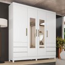 Ver mais imagens de Guarda Roupa Casal Roma 4 Portas com Espelho Branco Brilho - Demobile