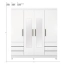 Ver imagem 7 de Guarda Roupa Casal Roma 4 Portas com Espelho Branco Brilho - Demobile