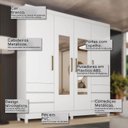 Ver imagem 4 de Guarda Roupa Casal Roma 4 Portas com Espelho Branco Brilho - Demobile