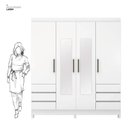 Ver imagem 5 de Guarda Roupa Casal Roma 4 Portas com Espelho Branco Brilho - Demobile