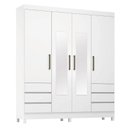 Ver imagem 1 de Guarda Roupa Casal Roma 4 Portas com Espelho Branco Brilho - Demobile