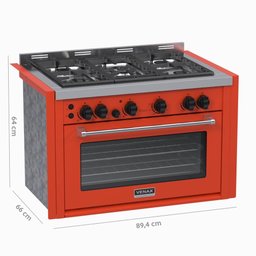 Fogao de Embutir 5 Bocas Venax Temis Vermelho Gas Glp 127 V - 2