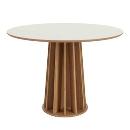 Conjunto Mesa de Jantar Redonda 4 Cadeiras Enconto Tela 100% Mdf Branco/bege Dalla Costa - 3
