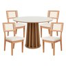 Conjunto Mesa de Jantar Redonda 4 Cadeiras Enconto Tela 100% Mdf Branco/bege Dalla Costa - 1