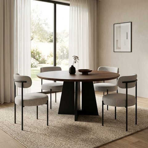 Cadeira Sala de Jantar Margara Kit 4 Base em Aço Preto Linho D03 - D'Rossi