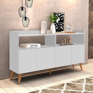 Buffet Intense 4 Portas 2 Nichos Retrô Sala e Escritório - Branco
