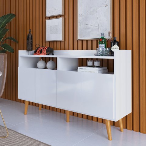 Buffet Aparador Intense 4 Portas 2 Nichos Retrô Balcão Sala Cantinho do Café