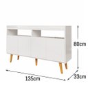 Ver imagem 5 de Buffet Intense 4 Portas 2 Nichos Retrô Sala e Escritório - Branco