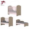 Berço 3 em 1 Bala de Menta Rústico/Rosa Chá com Colchão - Móveis Henn - 3