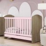 Berço 3 em 1 Bala de Menta Rústico/Rosa Chá com Colchão - Móveis Henn - 2