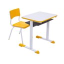 Ver imagem 1 de Kit Escolar Individual Amarelo Mesa Mdf e Cadeira Infantil 03 a 05 Anos