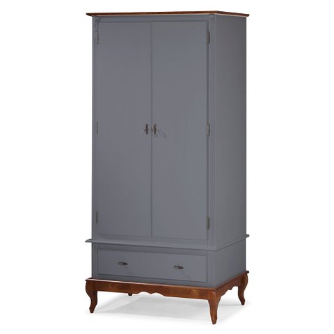 Guarda Roupa Solteiro 2 Portas 1 Gaveta 60406 Linz Móveis - Cinza/Imbuia