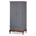 Ver imagem 1 de Guarda Roupa Solteiro 2 Portas 1 Gaveta 60406 Linz Móveis - Cinza/Imbuia