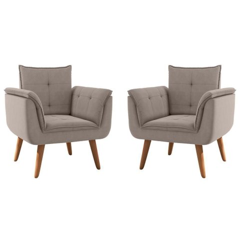 Jogo de Poltronas Maya Reclinável Tecido Inca Sépia Cinza Framar 82cm