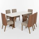 Ver imagem 2 de Conjunto Mesa Adriana 200cm com Vidro 06 Cadeiras Anne Marrom/Nature/Off White/Caramelo/Creme