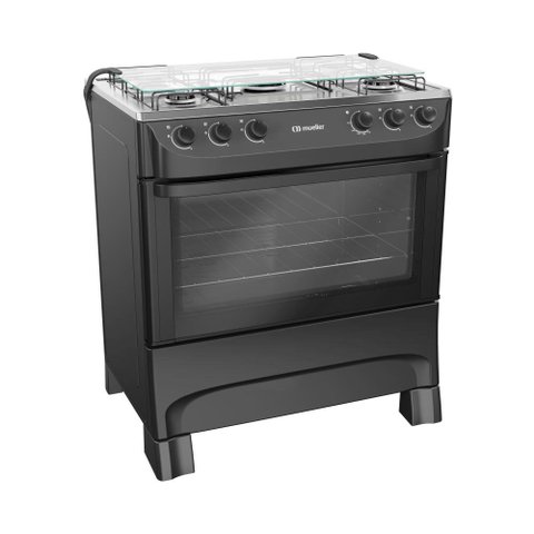 Fogão Mueller 5 Bocas Com Ultra Chama Preto Fosco - MFI5BA
