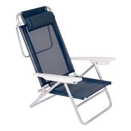 Cadeira de Praia Reclinável Alumínio com Almofada Mor Summer Cor Azul - 7