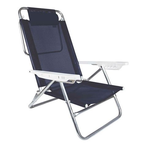 Cadeira de Praia Reclinável Alumínio com Almofada Mor Summer Cor Azul