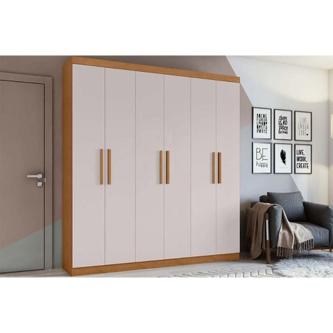 Guarda Roupa 6 Portas 3 Gavs Jazz Lopas Amêndoa