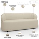 Ver imagem 4 de Sofá 3 Lugares Orgânico Sala de Estar Living 170cm Carmen F04 Linho Creme - Lyam Decor