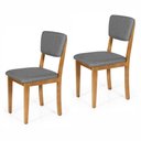 Ver imagem 1 de Kit 2 Cadeiras de Jantar Madeira Maciça Estofadas Ella Cinza Escuro - Straub Web