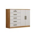 Ver imagem 3 de Cômoda para Quarto com Sapateira 5 Gavetas - Seul-cumaru/fendi - Móveis Novo Horizonte