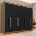 Ver imagem 1 de Guarda Roupa Casal 8 Portas Natasha Boreal/preto - Móveis Arapongas Boreal/preto Fosco