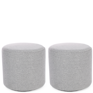 Kit 02 Puff Perse Redondo 40cm Decorativo Tecido Linho Puffe Banqueta