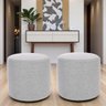 Kit 02 Puff Perse Redondo 40cm Decorativo Tecido Linho Puffe Banqueta - 7