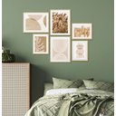 Ver imagem 2 de Kit 6 Quadros Decorativos Abstrato Boho Trigo Bege Minimalista
