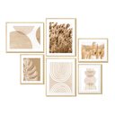 Ver imagem 1 de Kit 6 Quadros Decorativos Abstrato Boho Trigo Bege Minimalista
