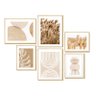 Kit 6 Quadros Decorativos Abstrato Boho Trigo Bege Minimalista - 1