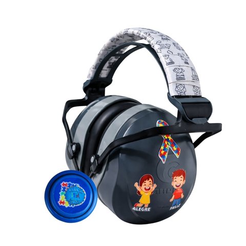 Super Abafador para Autistas 26 Db Cinza com Arco para Colorir Emoções + Iô Iô Divertido