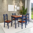 Ver imagem 1 de Conjunto Sala de Jantar com 4 Cadeiras Ripadas Madeira Maciça Mv Azul