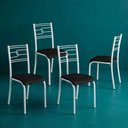 Ver imagem 5 de Kit 4 Cadeiras Paraty Corino Tempest Preto Tubo Branco