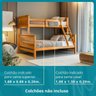 Beliche com Cama Casal Solteiro Madeira Maciça Grade Escada - 4